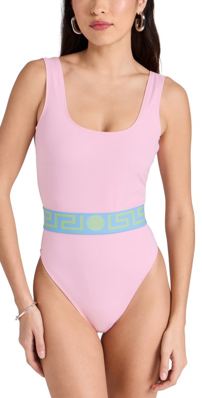 Versace Swim One Piece Pastel Pink Pastel Blue Mint