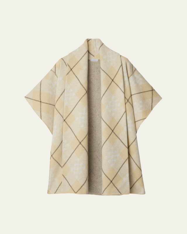Geometric Check-Print Wool-Blend Shawl