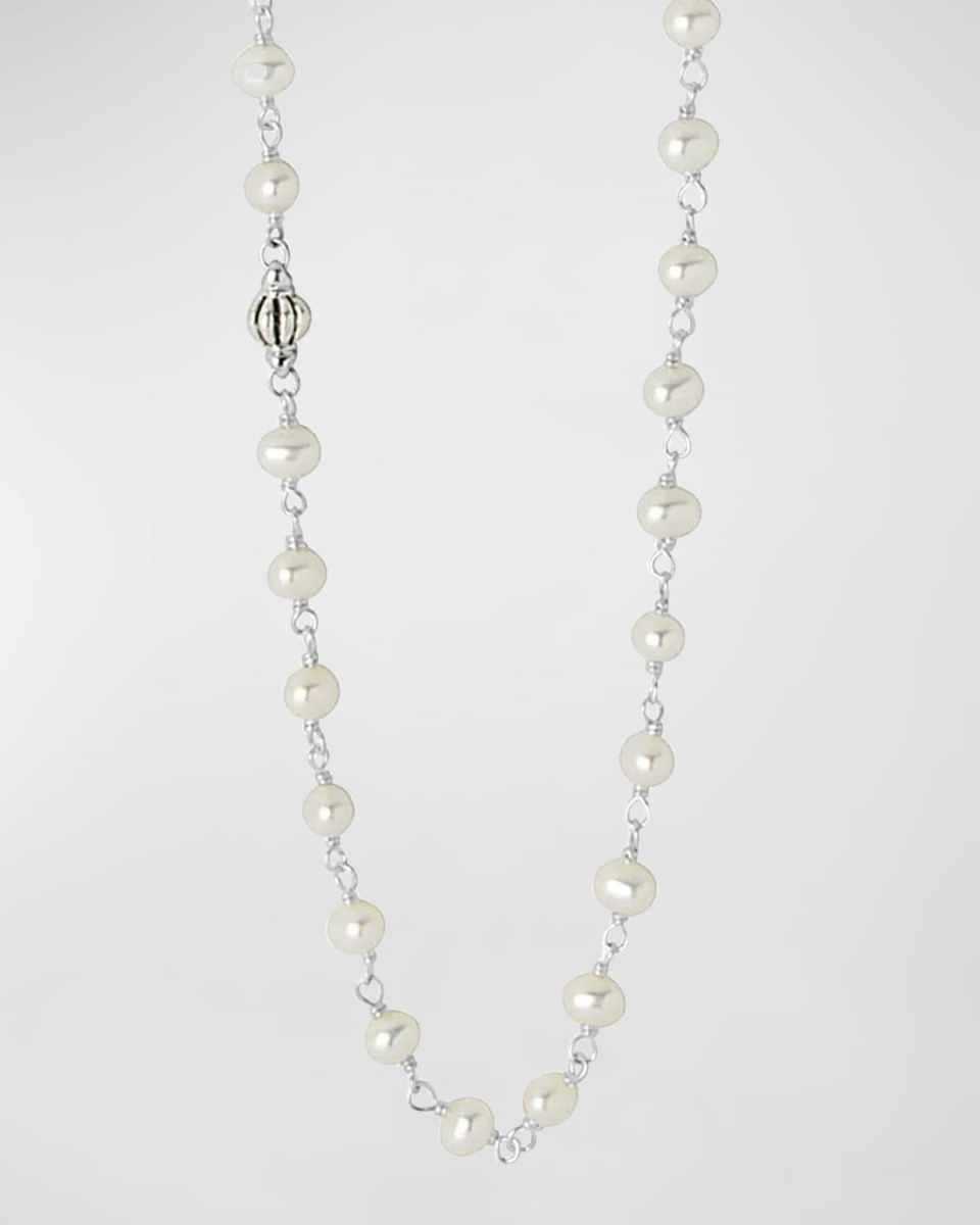 Luna Pearl Necklace with Sterling Silver, 36"