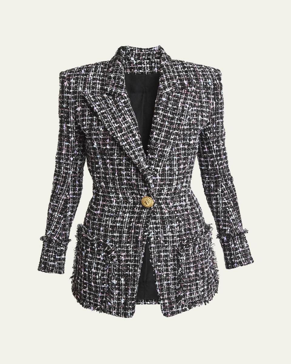 Tweed One-Button Blazer
