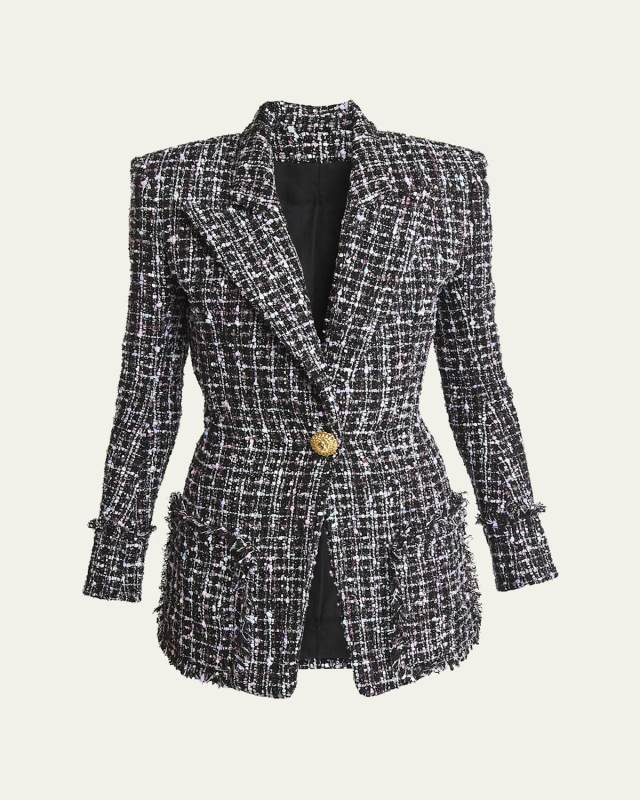 Tweed One-Button Blazer
