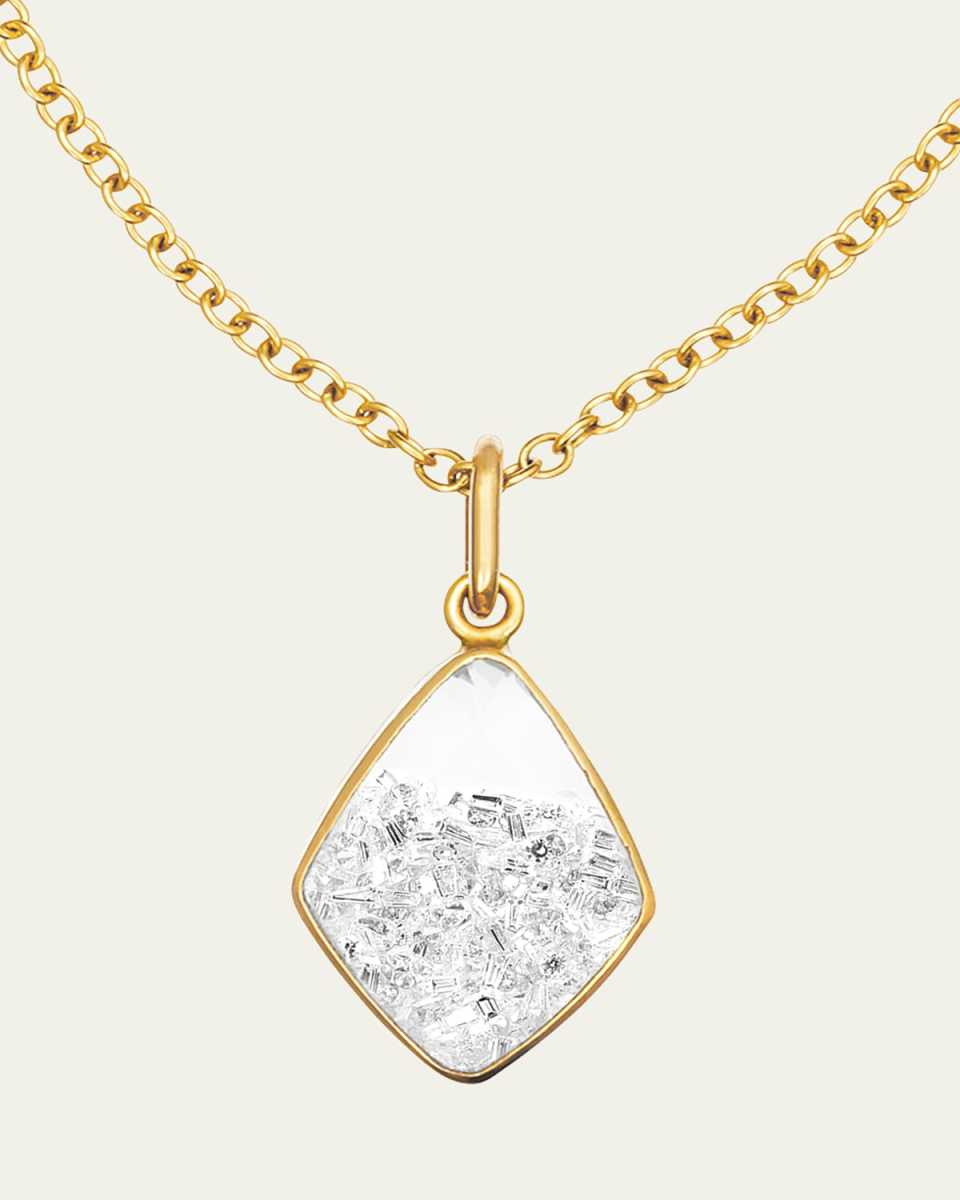 18K Yellow Gold Baby Kite Diamond Kaleidoscope Shaker Pendant Necklace