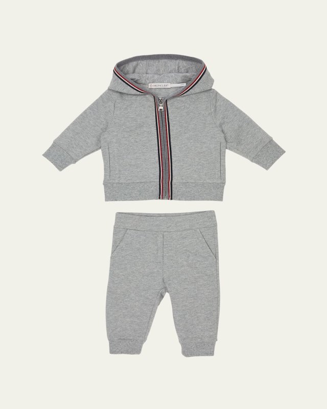 Boy's Two-Piece Tri-Stripe Hoodie & Sweatpants Set, Size 6M-3