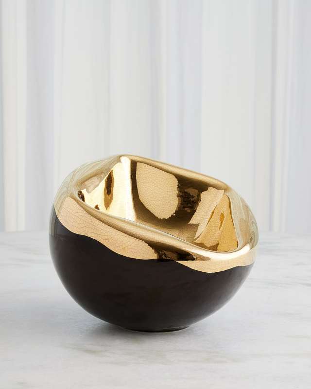 Squished Golden Crackle Bowl, Large