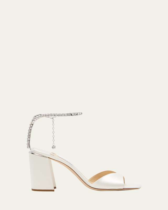 Saeda Satin Crystal Ankle-Strap Sandals