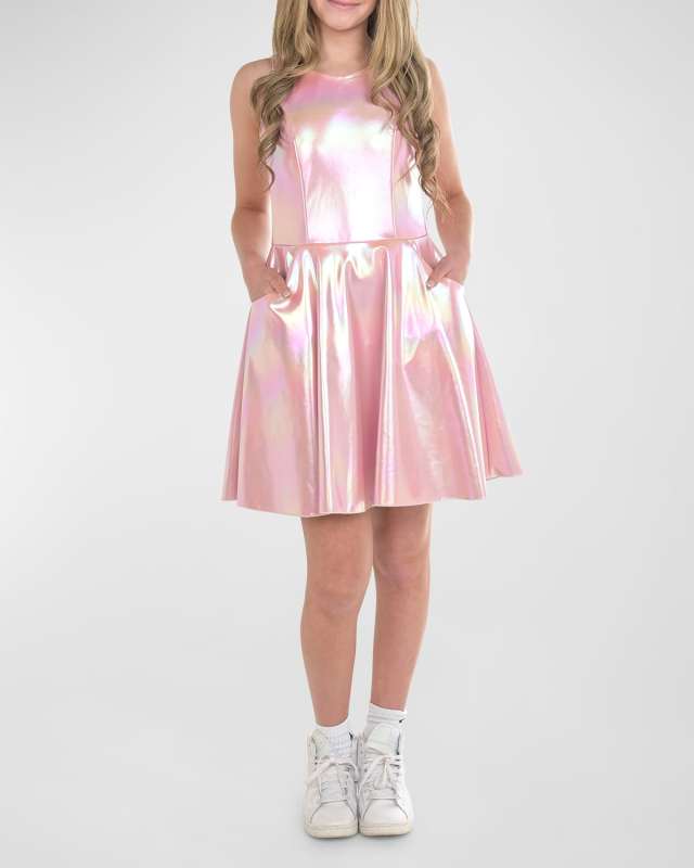 Girl's Iridescent Dress W/ Pockets, Size 7-16