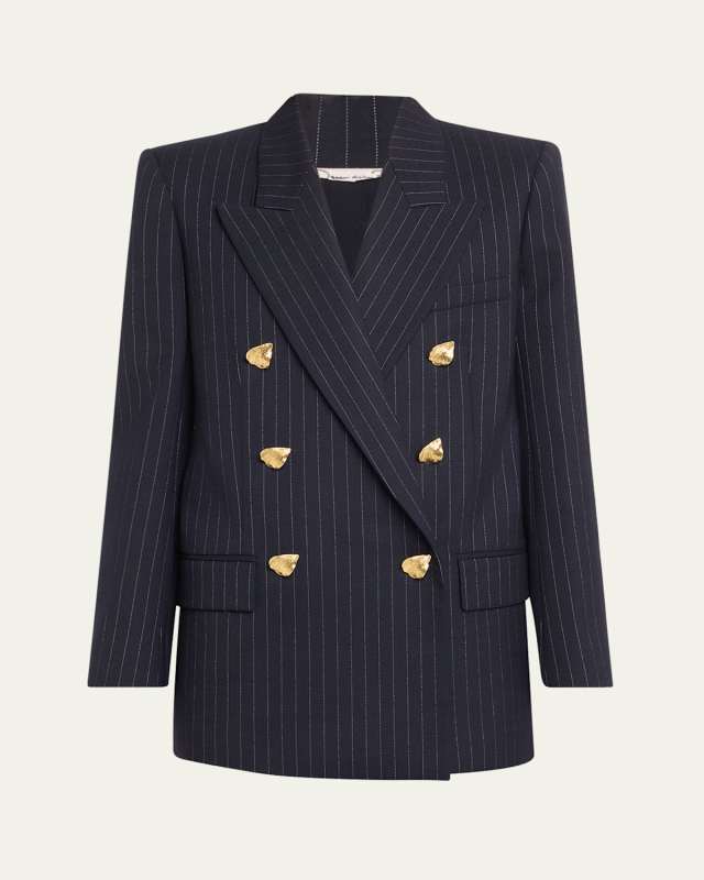 Pinstripe Tailoring Jacket with Gold-Tone Buttons
