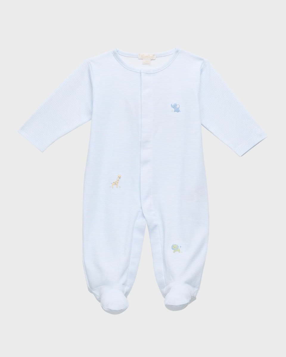 Boy's Jungle Mates Hand Embroidered Footie, Size Newborn-9M