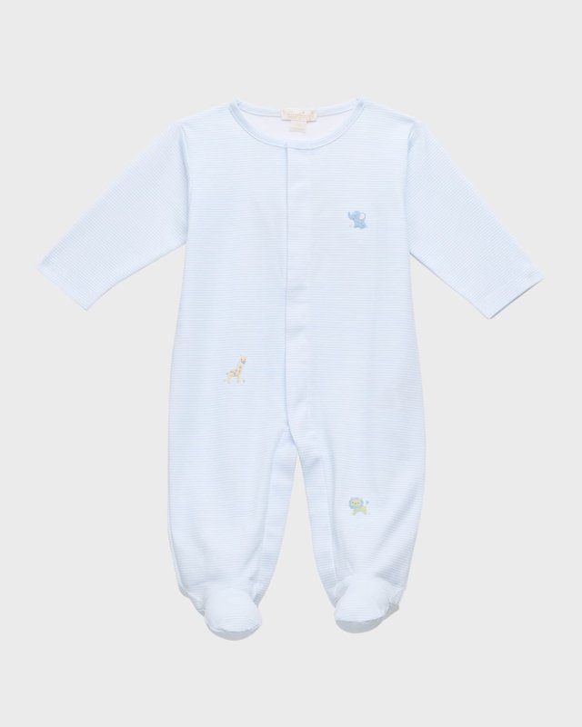 Boy's Jungle Mates Hand Embroidered Footie, Size Newborn-9M