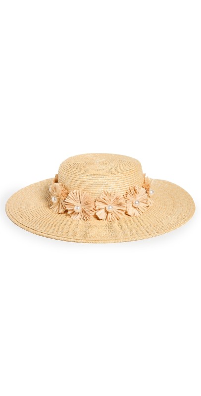 Lele Sadoughi Confetti Embellished Straw Hat Natural