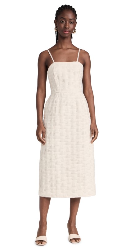 SELFI Ostrich Egg Pencil Dress White
