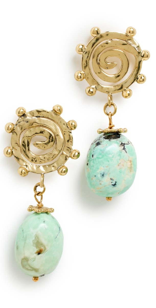 Ulla Johnson Mini Spiral Stone Earrings Pearl