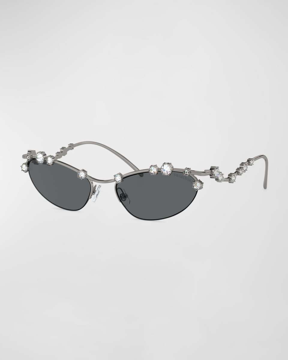Constella Crystal Embellished Metal Cat-Eye Sunglasses