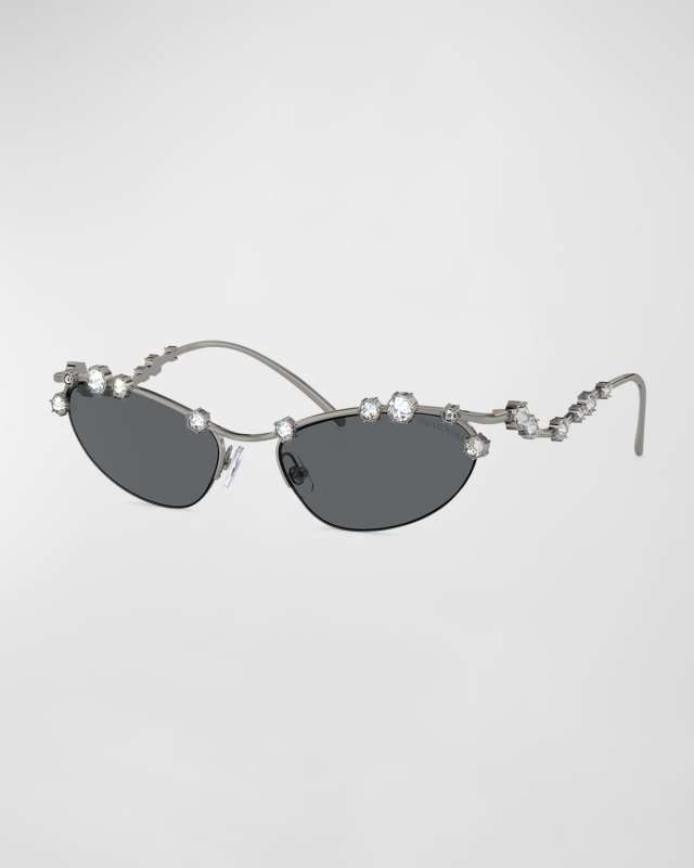 Constella Crystal Embellished Metal Cat-Eye Sunglasses