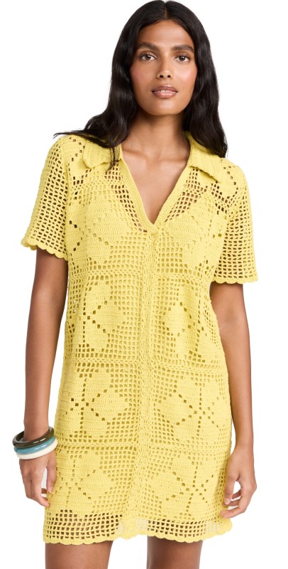 Cleobella Ileana Crochet Mini Dress Yellow