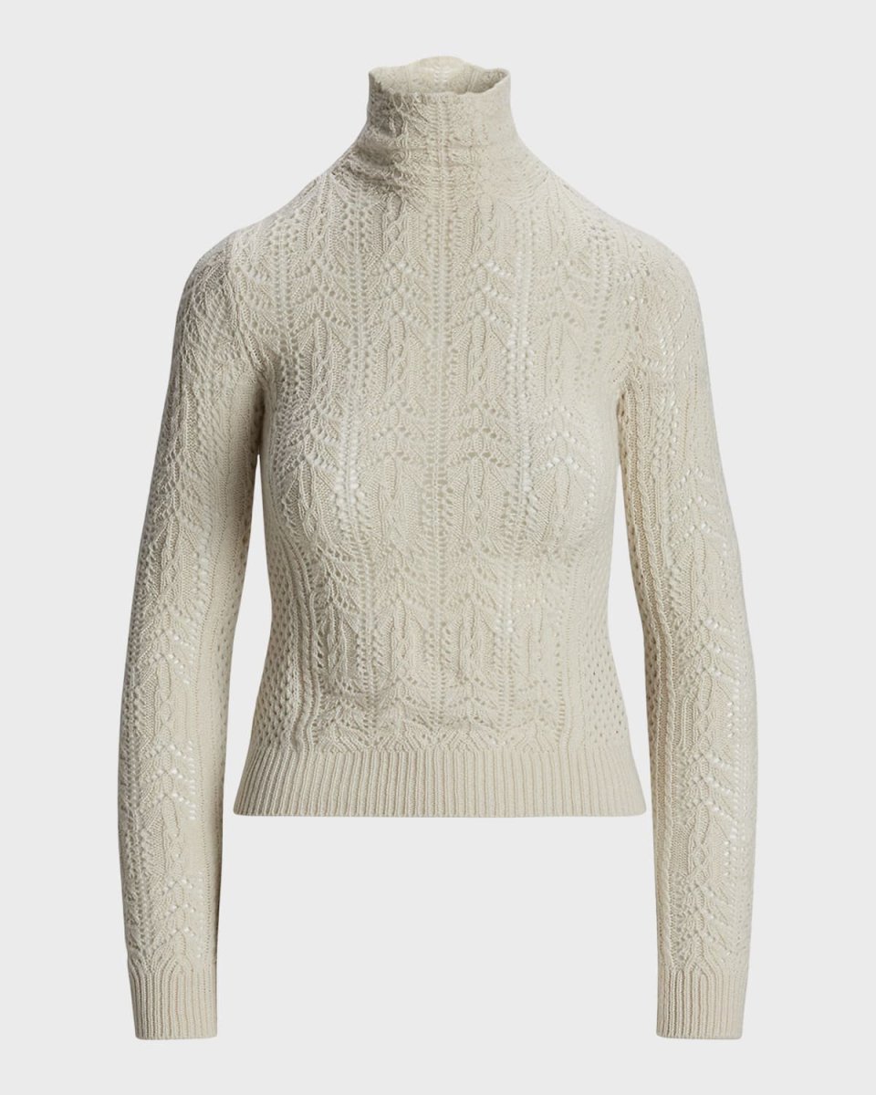 Cashmere Pointelle Funnelneck Sweater