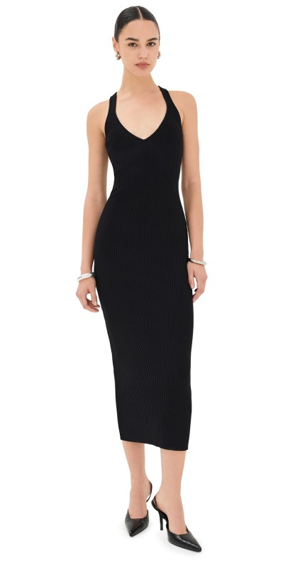 Good American Virgo Rib Sleeveless Dress Black001