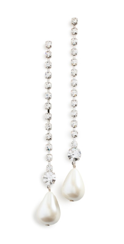 Kenneth Jay Lane Rhinestone Drop Earrings Silver