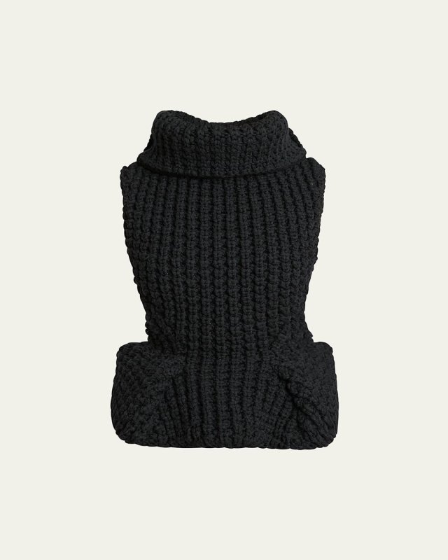 Structured Turtleneck Cable Wool Top