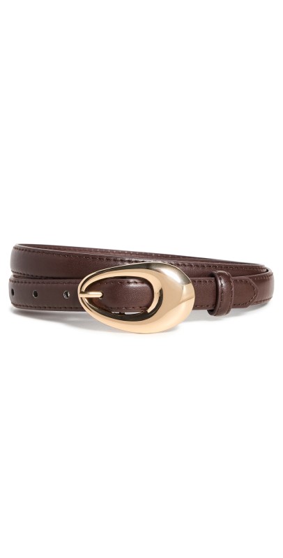 SHASHI Oval Buckle Belt Brown/Gold
