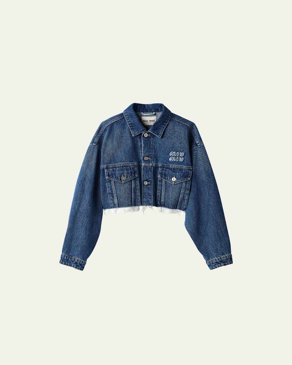Logo Cropped Denim Jacket
