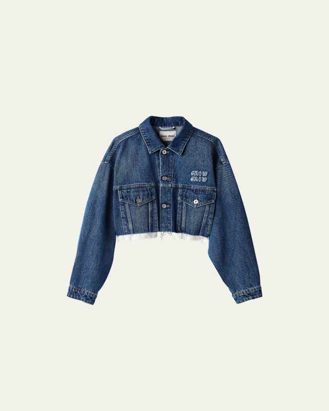 Logo Cropped Denim Jacket