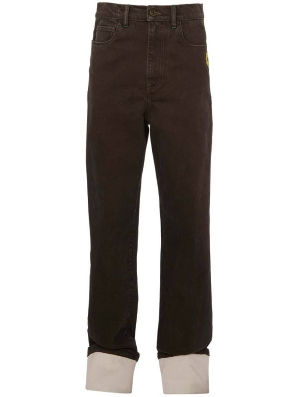 contrast turn-up jeans