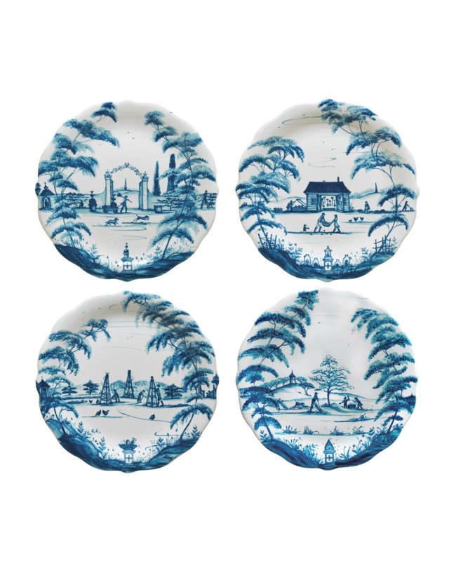 Country Estate Delft Blue Party Plate, Set of 4