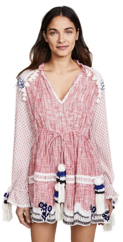 Hemant and Nandita Short Dress White/Red