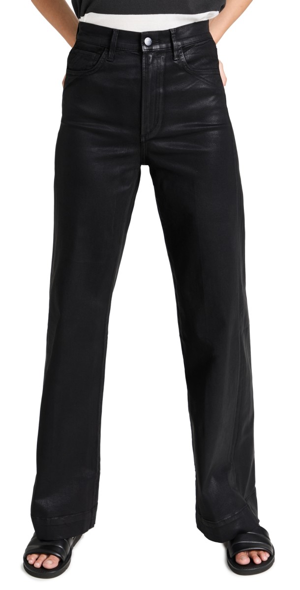 Joe's Jeans The Mia Coated Wide Leg Jeans Black