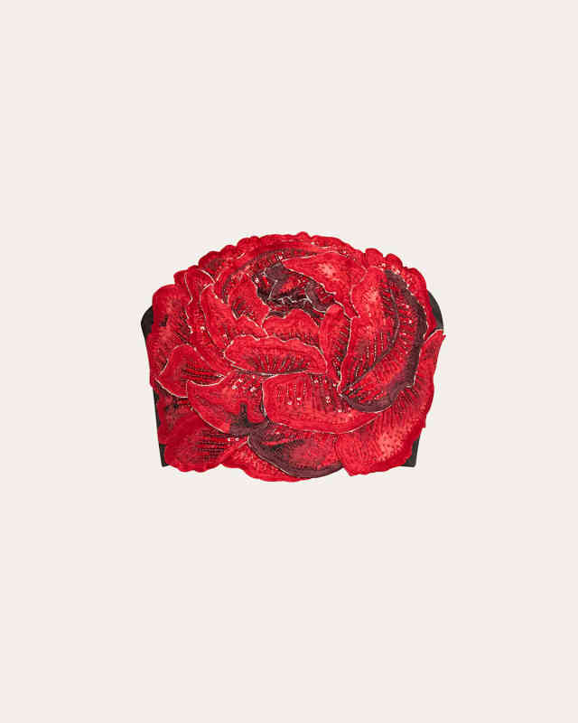 Randie Crystal Floral Applique Crop Top