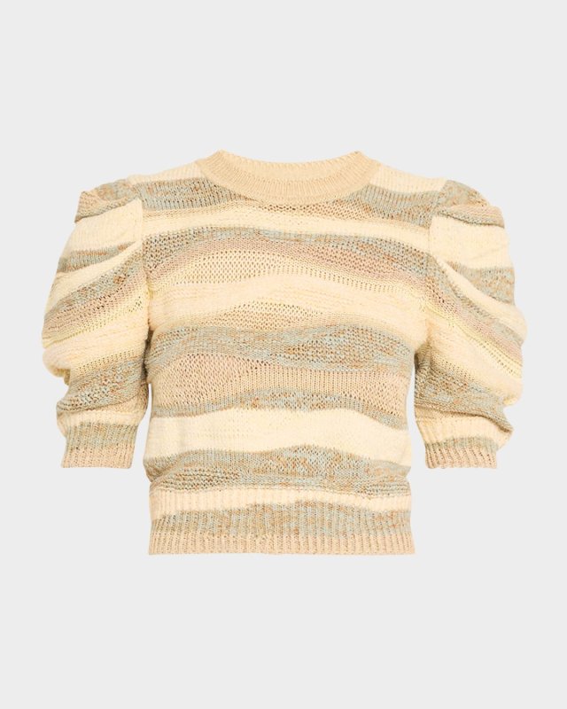 Odie Puff-Sleeve Cotton-Blend Knit Top