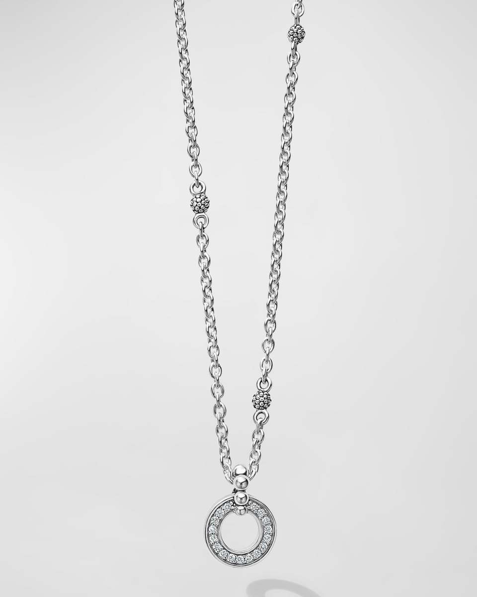 Caviar Spark Diamond Circle Pendant Necklace