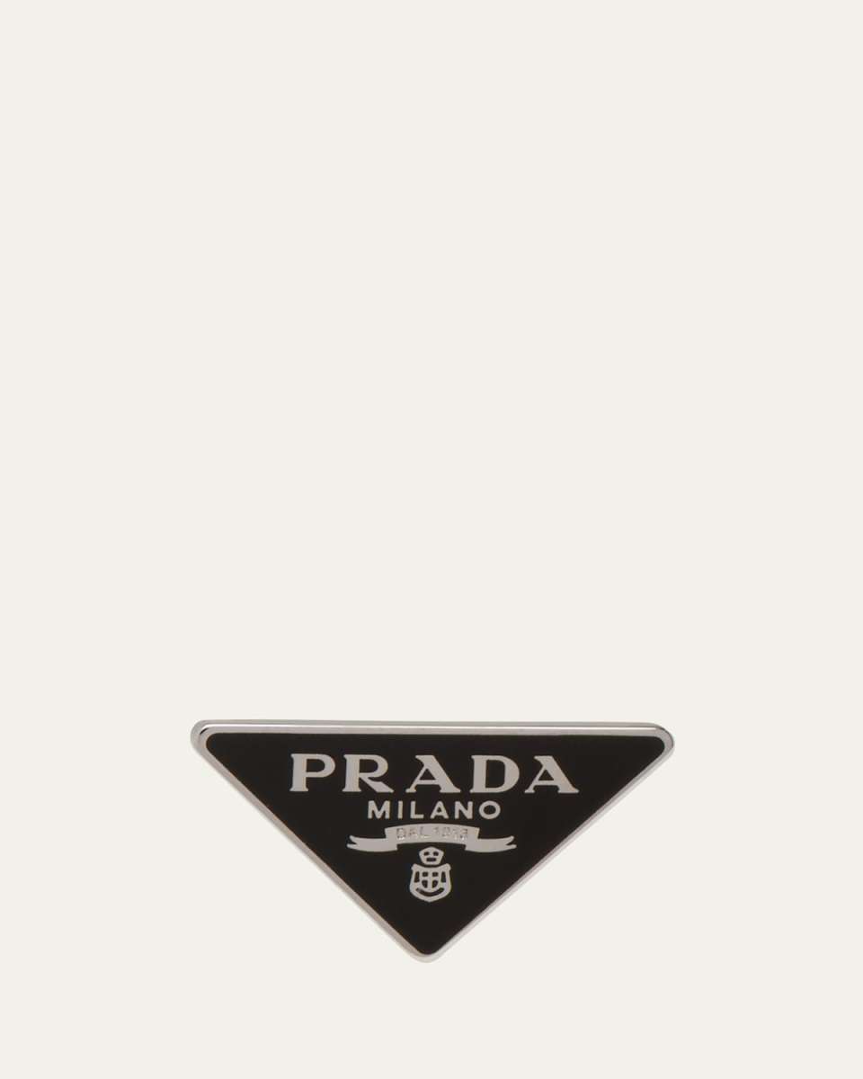 Enamel Triangle Logo Clip Earring, Left