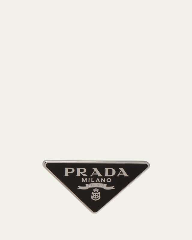 Enamel Triangle Logo Clip Earring, Left