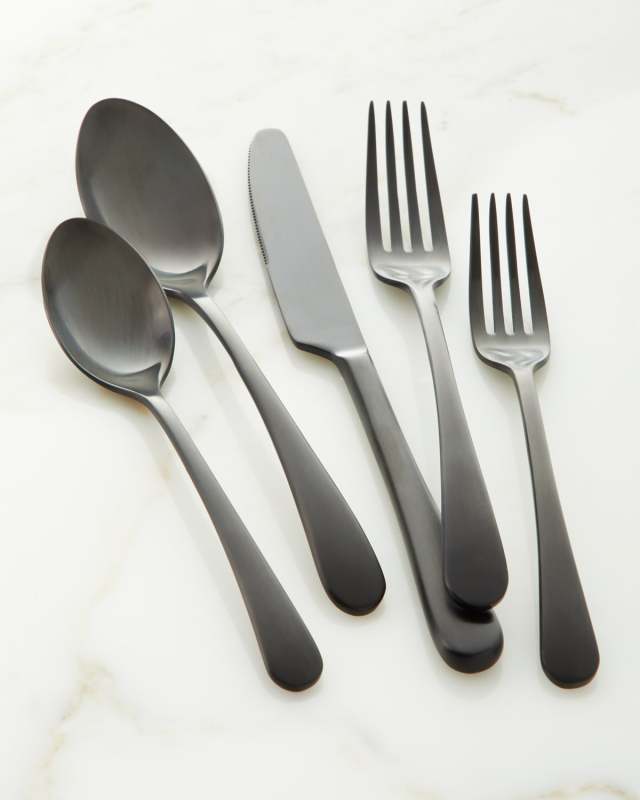 20-Piece Mirabella Satin Gunmetal Flatware Set