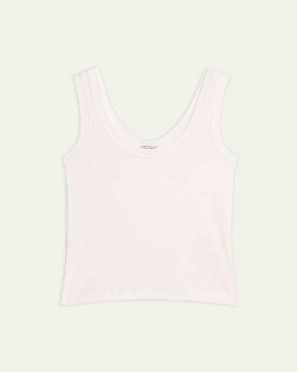 Ribbed Cotton Jersey Tank Top with Monili Tab
