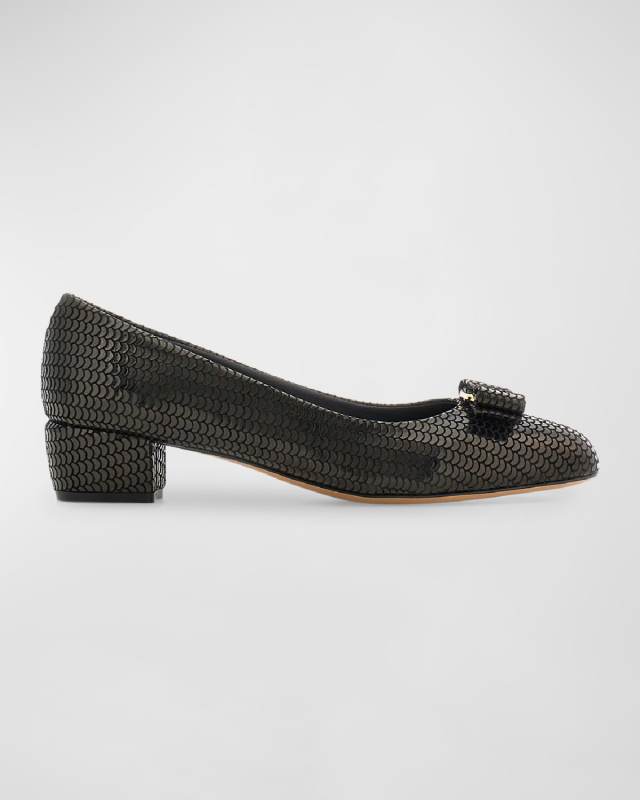 Vara Sequin Suede Bow Ballerina Pumps