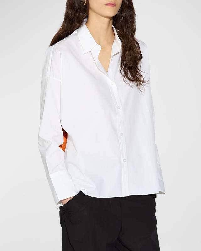 Sirene Silk Scarf Striped Button-Down Shirt