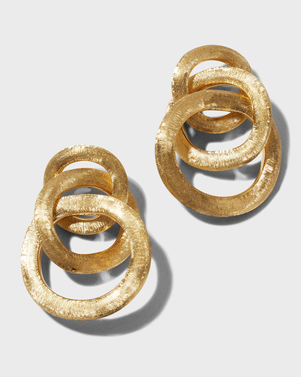 18K Gold Jaipur Textured Gold Link Earrings