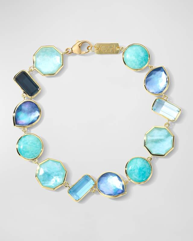18K Gold Rock Candy Large Stone Flexible Bracelet in Waterfall