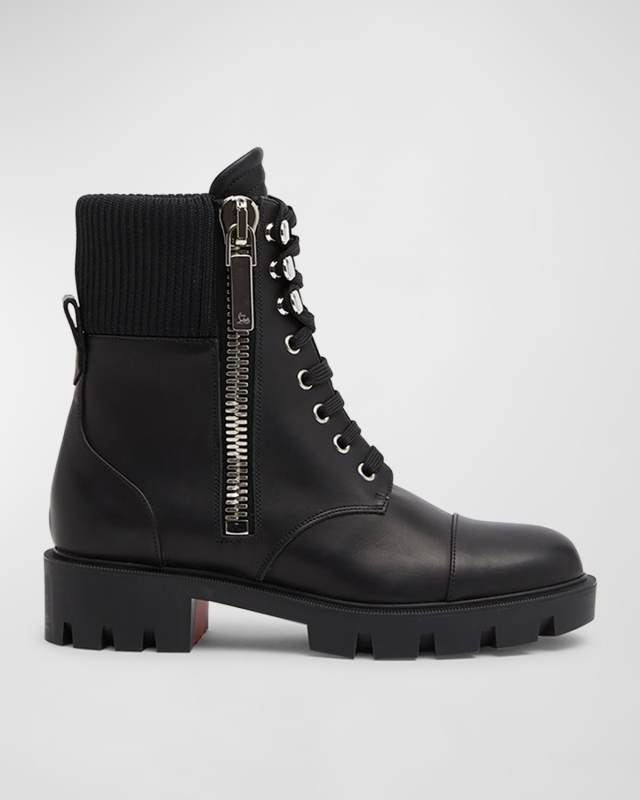 En Hiver Leather Knit Red Sole Boots