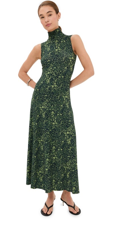 Proenza Schouler White Label Jamie Dress in Shadow Print Jersey Dark Navy/Olive
