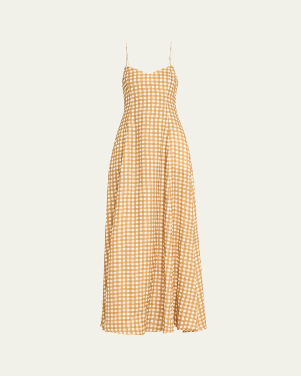Aria Linen Gingham Maxi Dress