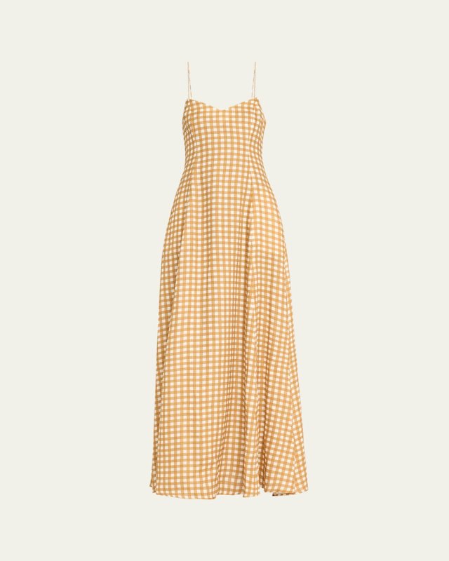 Aria Linen Gingham Maxi Dress