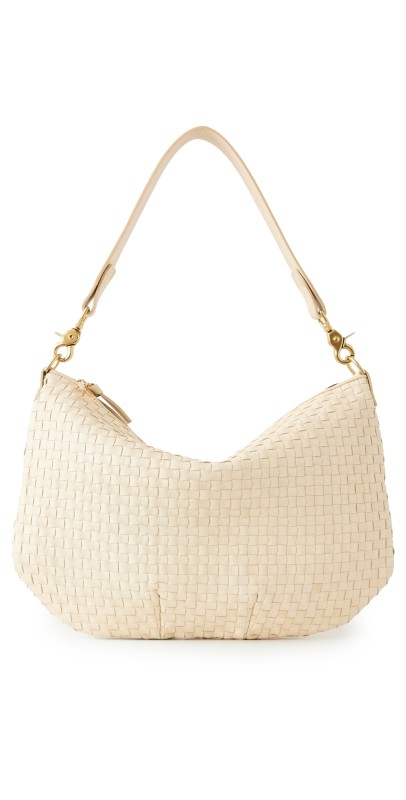 Clare V. Moyen Messenger Bag Cream Woven Checker