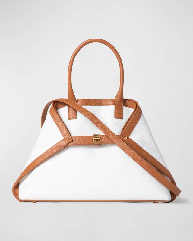 Ai Small Bicolor Leather Top-Handle Bag