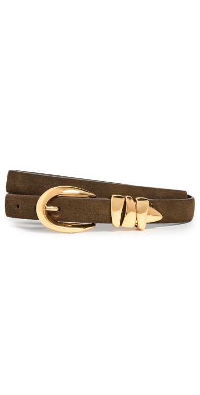 Madewell Triple Metal Keeper Suede Belt Olive Suede