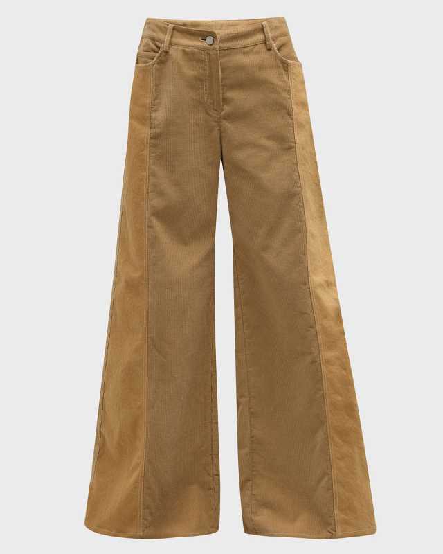 Styles Two-Tone Wide-Leg Corduroy Pants