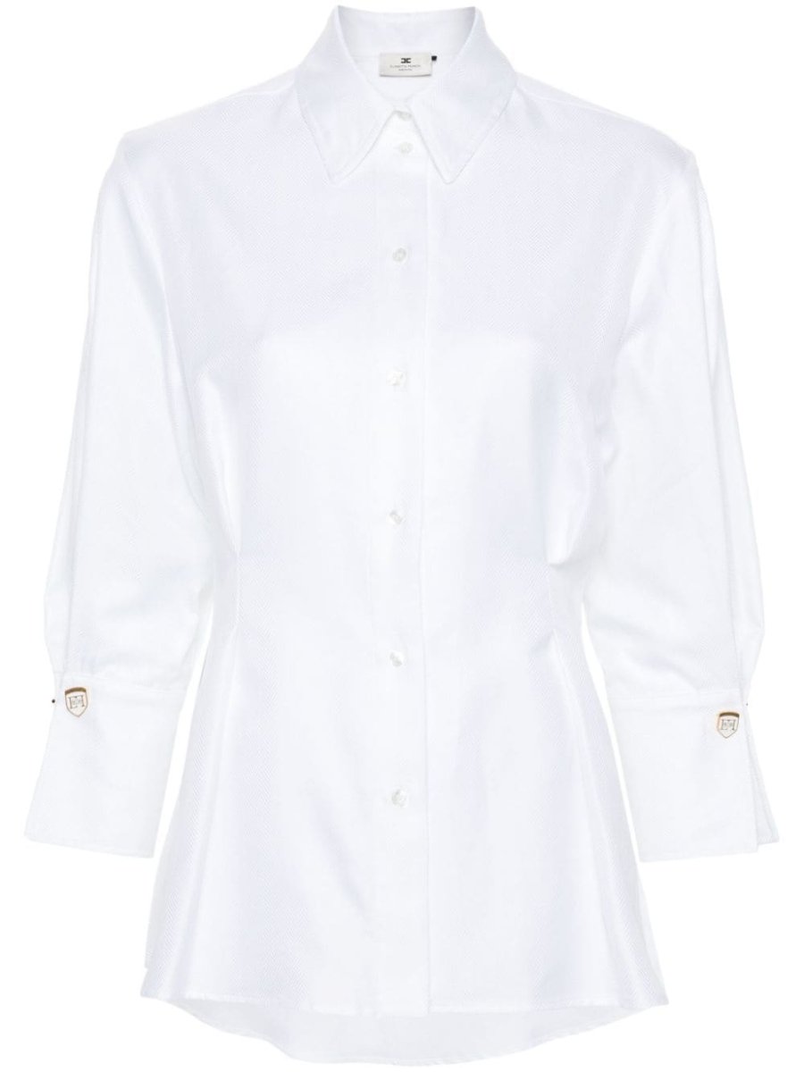 chevron-pattern poplin shirt